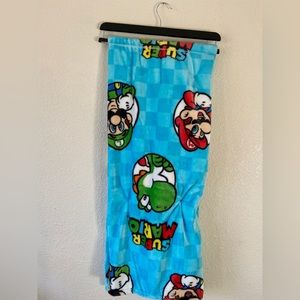 Super Mario Luigi Toad Blue Throw Blanket Brand NWT